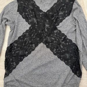 LNA Knit Long sleeves lace back Tees
